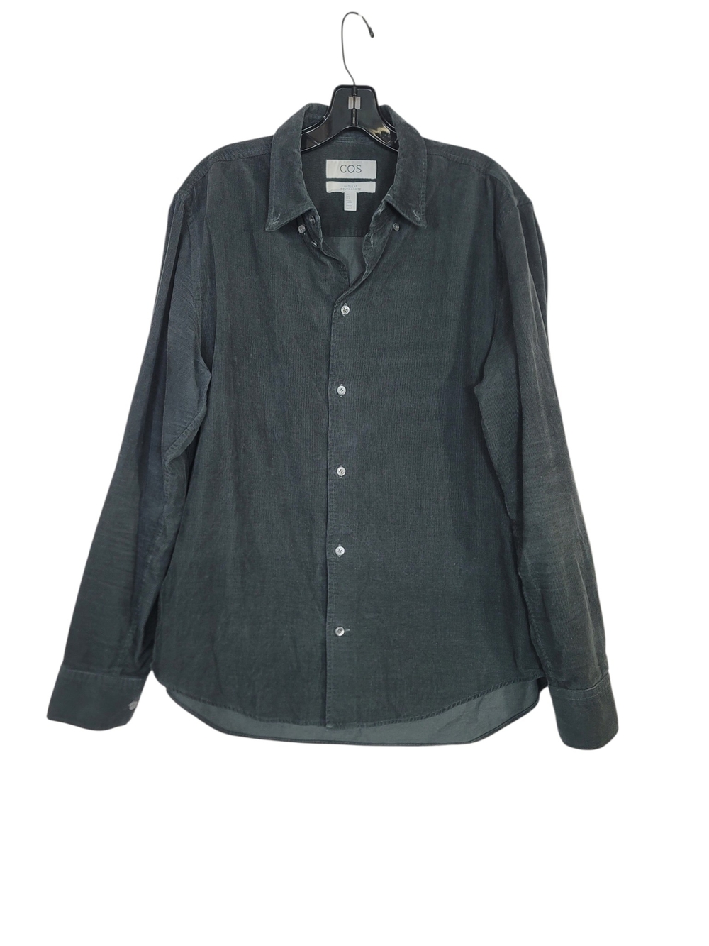 COS Regular Coupe Droite Corduroy Classic  Button-Up Shirt dark green Size Large